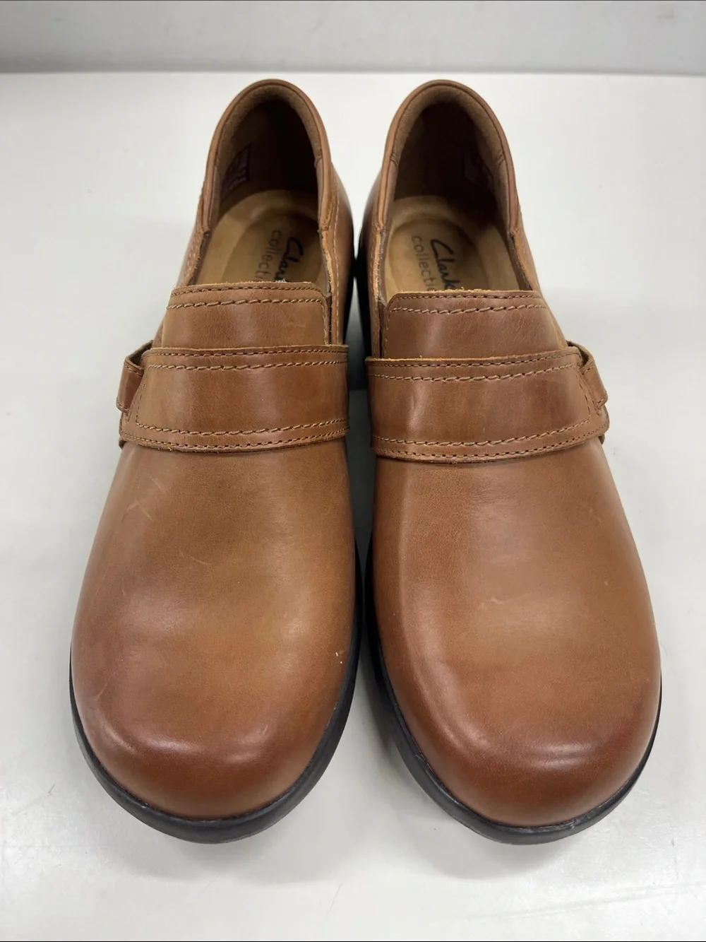 New Clarks Angie Poppy Loafer Shoe in Brown Leather Women's Size 8 Wide